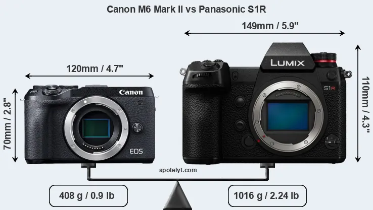 Size Canon M6 Mark II vs Panasonic S1R