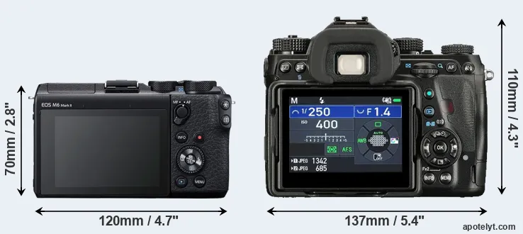 Comparison M6 Mark II or K-1 II rear