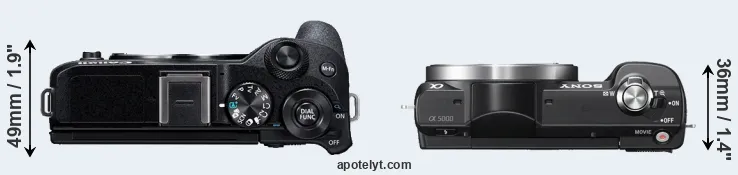 Compare M6 Mark II versus A5000 top