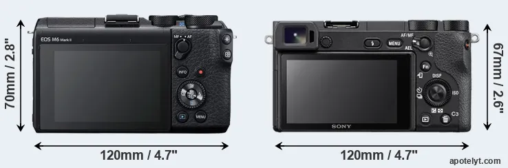 Comparison M6 Mark II or A6500 rear