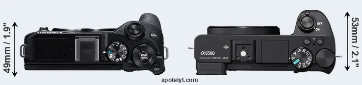 Compare M6 Mark II versus A6500 top