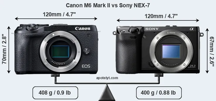 Size Canon M6 Mark II vs Sony NEX-7
