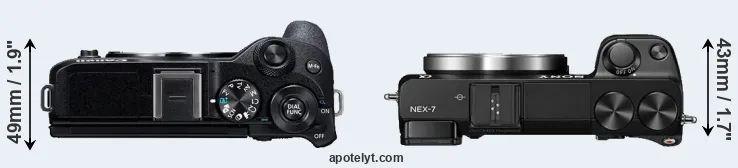 Compare M6 Mark II versus NEX-7 top