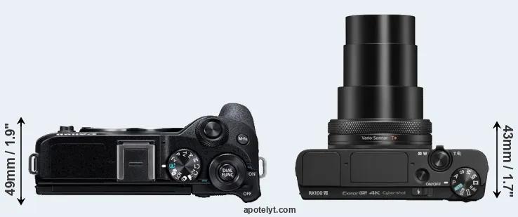 Compare M6 Mark II versus RX100 VII top