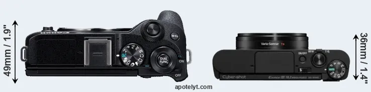 Compare M6 Mark II versus WX800 top