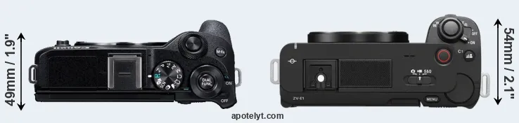 Compare M6 Mark II versus ZV-E1 top