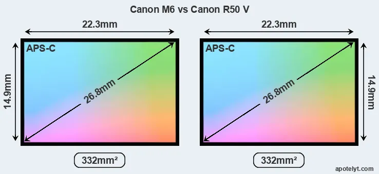 Canon M6 and Canon R50 V sensor measures