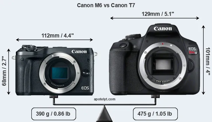 Size Canon M6 vs Canon T7