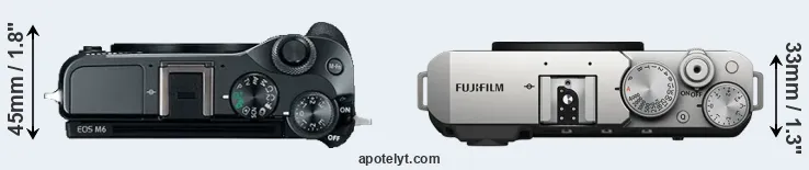 Compare M6 versus X-E4 top
