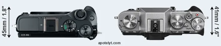 Compare M6 versus X-T10 top