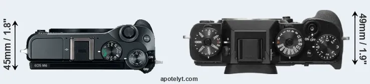 Compare M6 versus X-T2 top