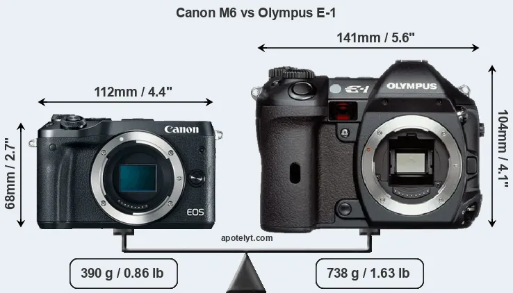 Size Canon M6 vs Olympus E-1