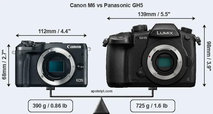 Size Canon M6 vs Panasonic GH5