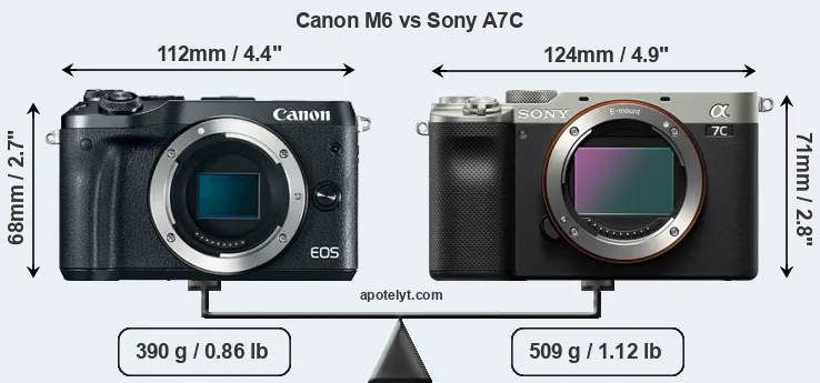 Size Canon M6 vs Sony A7C