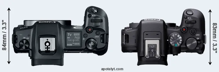 Compare Canon R versus R10 top