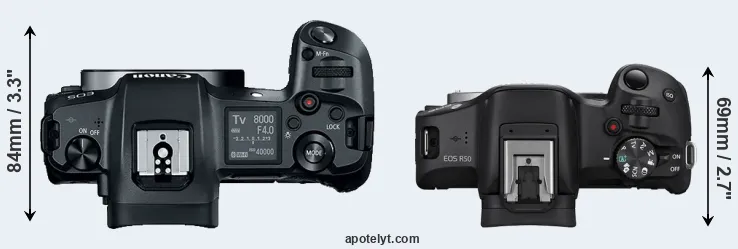 Compare Canon R versus R50 top