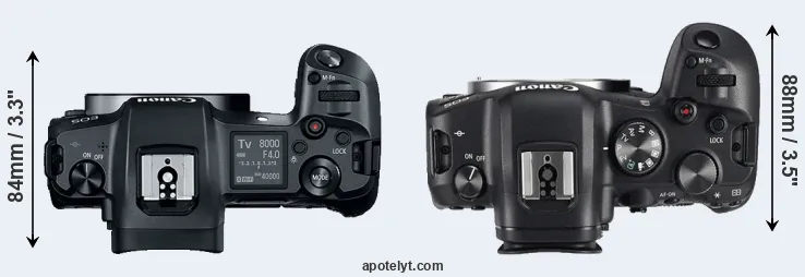 Compare Canon R versus R6 top
