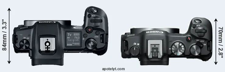 Compare Canon R versus R8 top