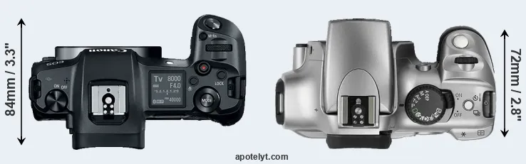 Compare Canon R versus Rebel top