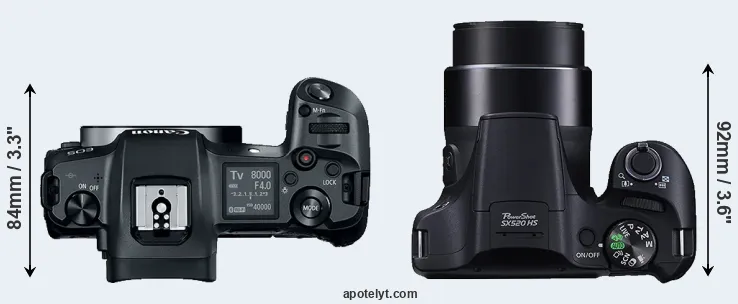 Compare Canon R versus SX520 top
