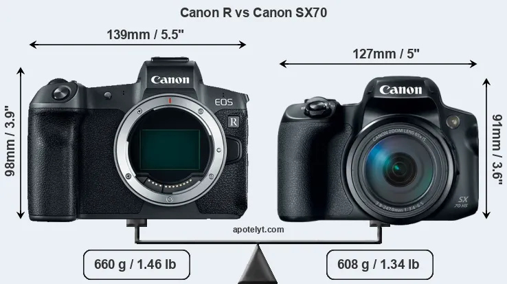 Size Canon R vs Canon SX70
