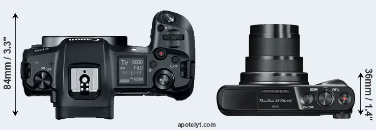 Compare Canon R versus SX720 top