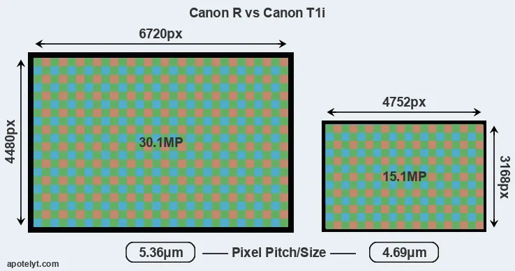 Canon R versus T1i MP
