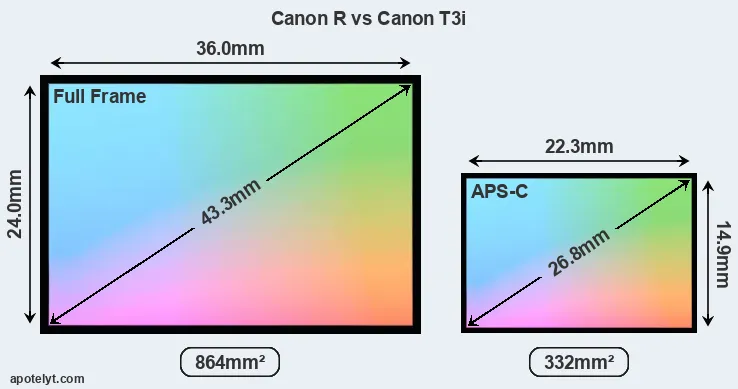 Canon R and Canon T3i sensor measures