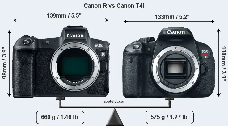 Size Canon R vs Canon T4i