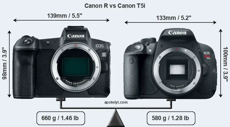 Size Canon R vs Canon T5i
