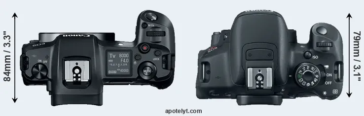 Compare Canon R versus T5i top