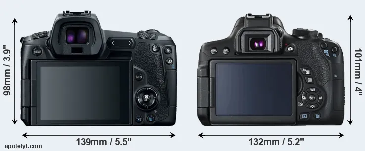Comparison Canon R or T6i rear