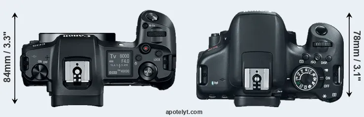 Compare Canon R versus T6i top