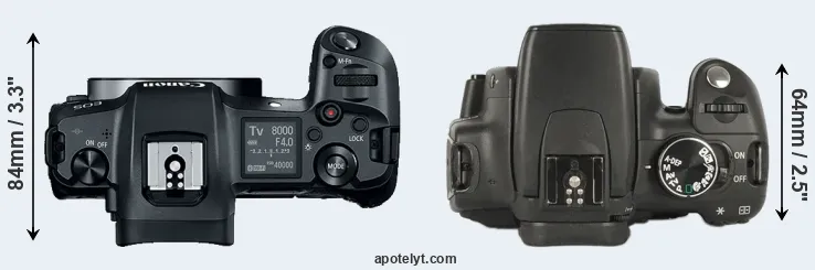 Compare Canon R versus XT top