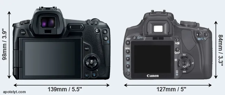 Comparison Canon R or XTi rear