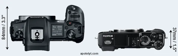 Compare Canon R versus X-E2 top
