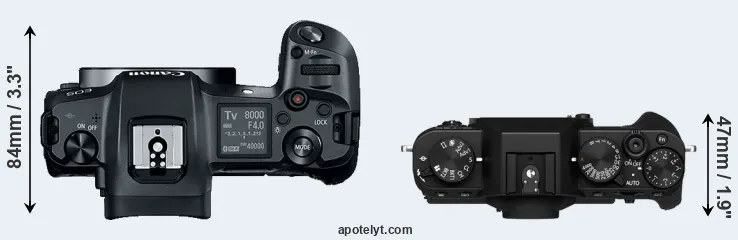Compare Canon R versus X-T30 II top