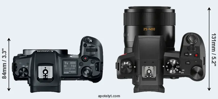 Compare Canon R versus V-LUX 5 top