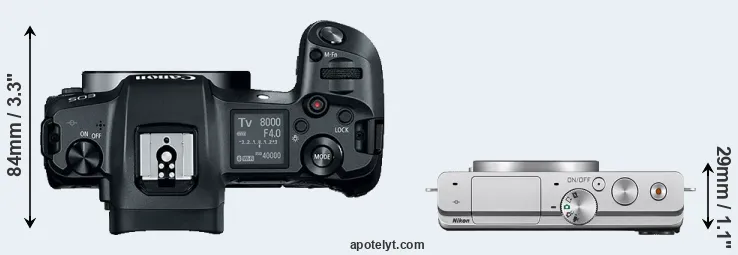 Compare Canon R versus J4 top