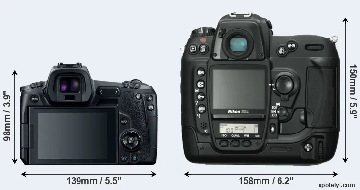 Comparison Canon R or D2X rear