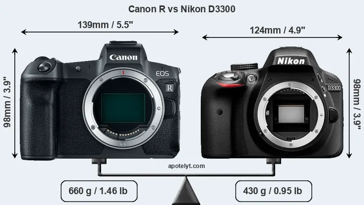 Size Canon R vs Nikon D3300