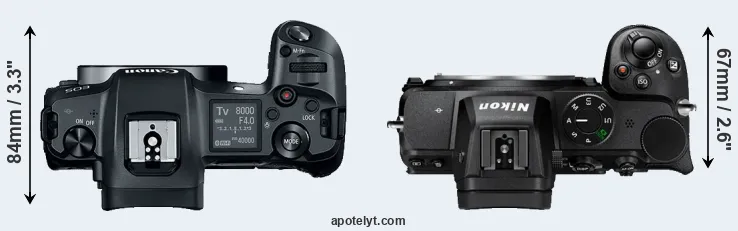 Compare Canon R versus Z5 top