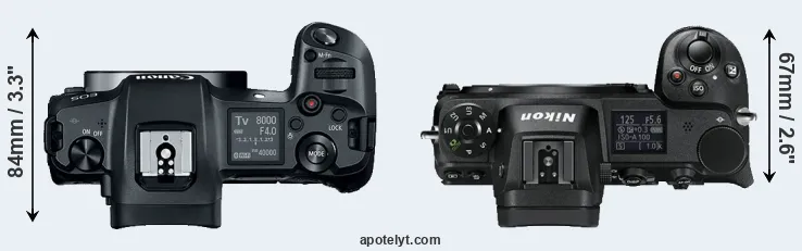 Compare Canon R versus Z6 top