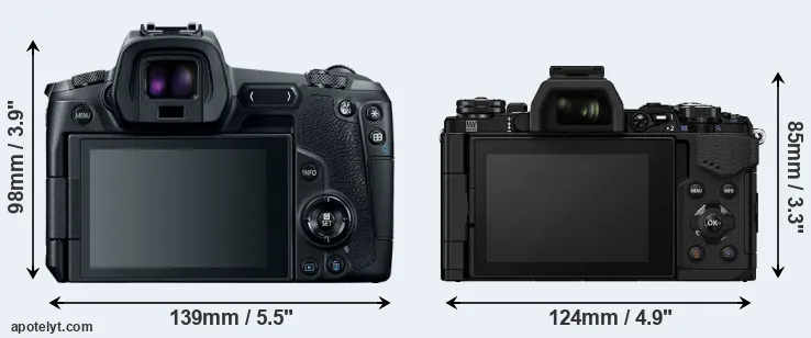 Comparison Canon R or E-M5 II rear