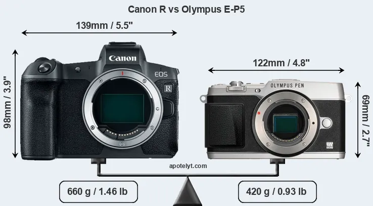 Size Canon R vs Olympus E-P5