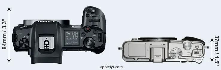 Compare Canon R versus E-P5 top
