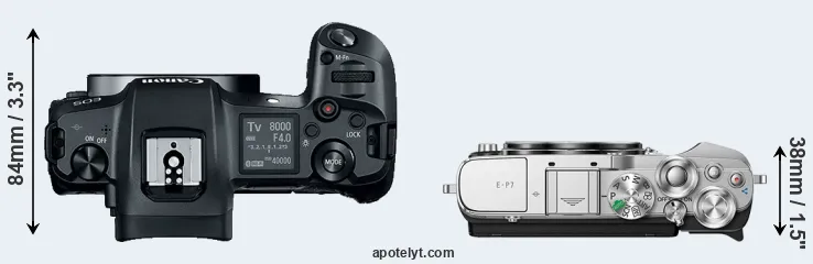 Compare Canon R versus E-P7 top