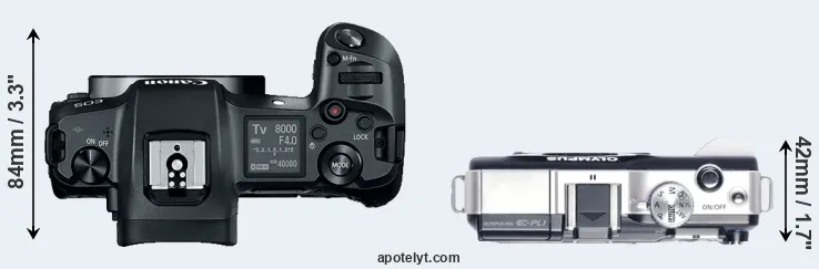 Compare Canon R versus E-PL1 top