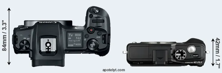 Compare Canon R versus E-PL2 top