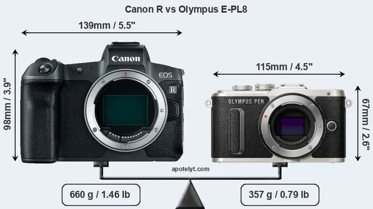 Size Canon R vs Olympus E-PL8